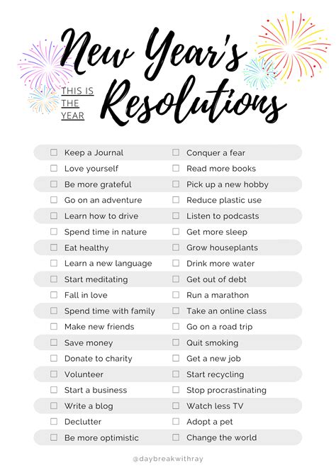 Free New Year S Resolution Printables 2021